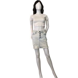 Wonderly Distressed Denim Mini Skirt